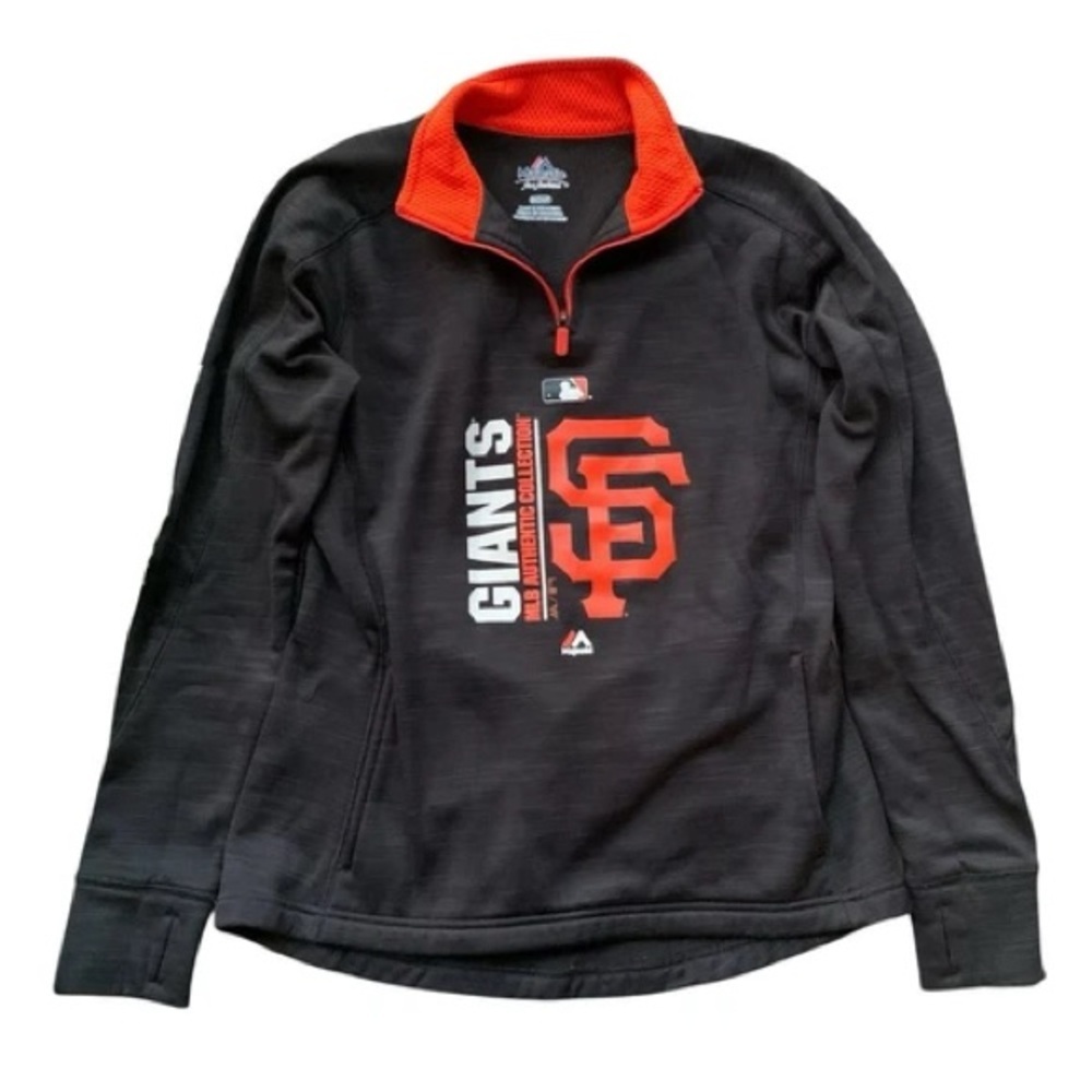 San Francisco Giants Majestic MLB Track Jacket Black Orange Zip Size Small